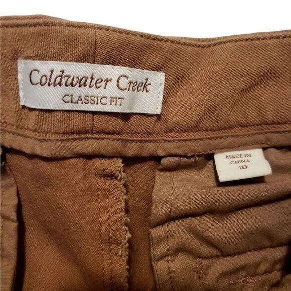 ColdWater Creek Womens Size 10  Brown Solid Classic Fit Chino Pants - Picture 2 of 11